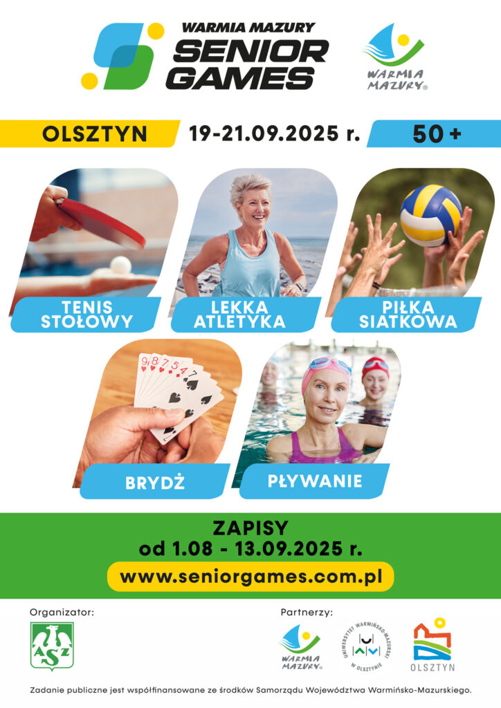 Ilustracja do informacji: Senior Games 2025 odbędzie się w dniach 19-21.09.2025 r. w Olsztynie